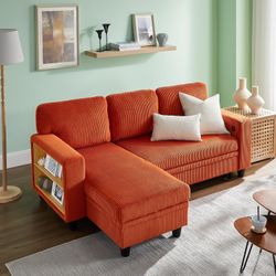 E222 $420  80” L-Shaped Sectional Couch with Storage Chaise