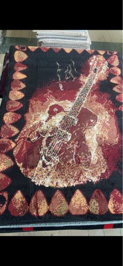 Guitar Themed Woven Area Rug