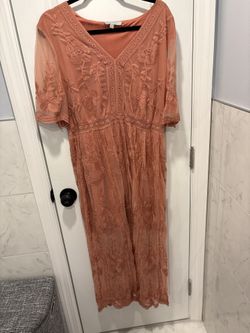 Orange floral lace maxi dress #floraldress