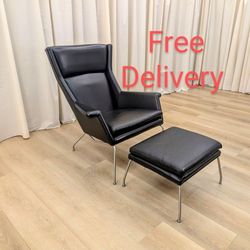 Room & Board Aidan Leather Chair and Ottoman