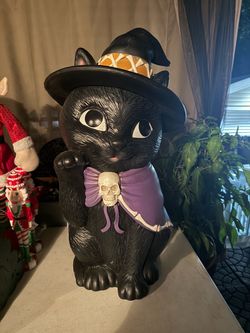 Halloween Black Cat Witch Blow Mold Decoration