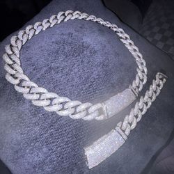 20MM VVS MIAMI CUBAN ICED OUT DIAMOND NECKLESS BRACELET SET x1 22MM 7inch BRACELET ‼️
