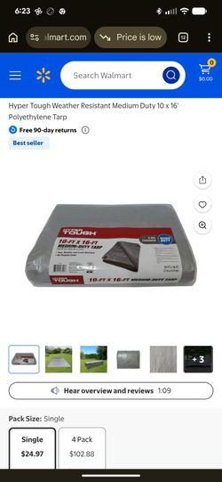 Hyper Tough Weather Resistant Medium Duty 10 x 16' Polyethylene Tarp