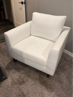 White accent chair golden legs