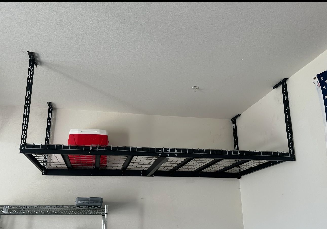 Garage roof storage rack