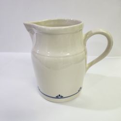 Vintage Roseville Ohio Friendship Pottery 7.5" Cream Blue Leaf Pattern USA 64 Oz