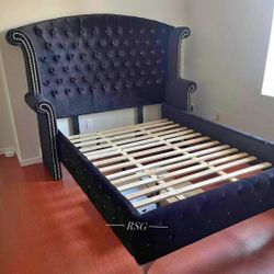 Color Options Black Velvet Upholstered Bedroom Furniture Set 🌟 Queen Size Bed, King Size Bed, Dresser, Nightstand, Chest, Mattress 