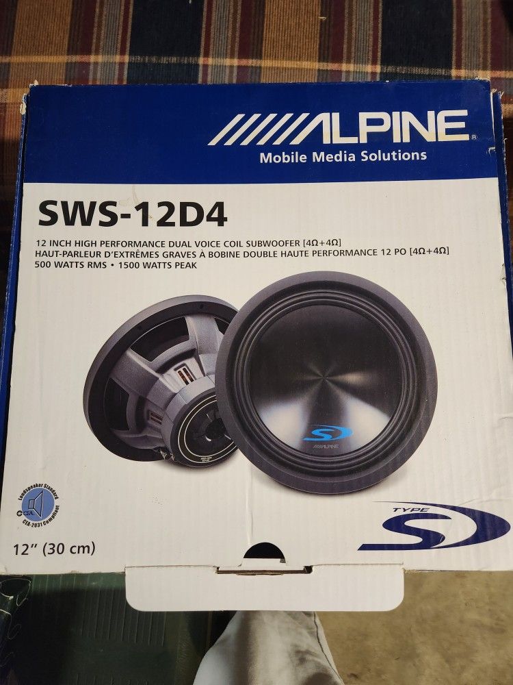 12" Alpine Type S Subwoofer In Box