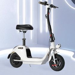 EMUQUD Electric Scooter with Seat,450W Powerful Motor up to 25 Miles Range,Retro Style Moped for Adults Max Speed 15MPH,10" Vacuum Tires,E Scooter Whi