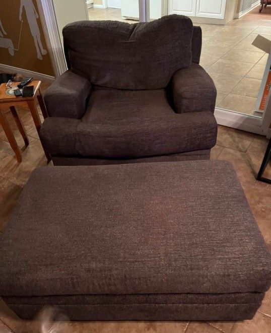 Brown Chair And Ottoman