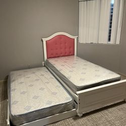 Twin Over Twin Size Bed Frame With Mattresses