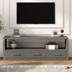 Mirod Stylish TV Stand with Ample Storage,Classic Design with Three Drawers and Spacious Surface,Minimalist Metal Handles,Versatile as TV Console or S