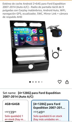 Estéreo táctil con Bluetooth wifi con cámara de reversa incluida nuevo para Ford expedition 2007-2014 nuevo