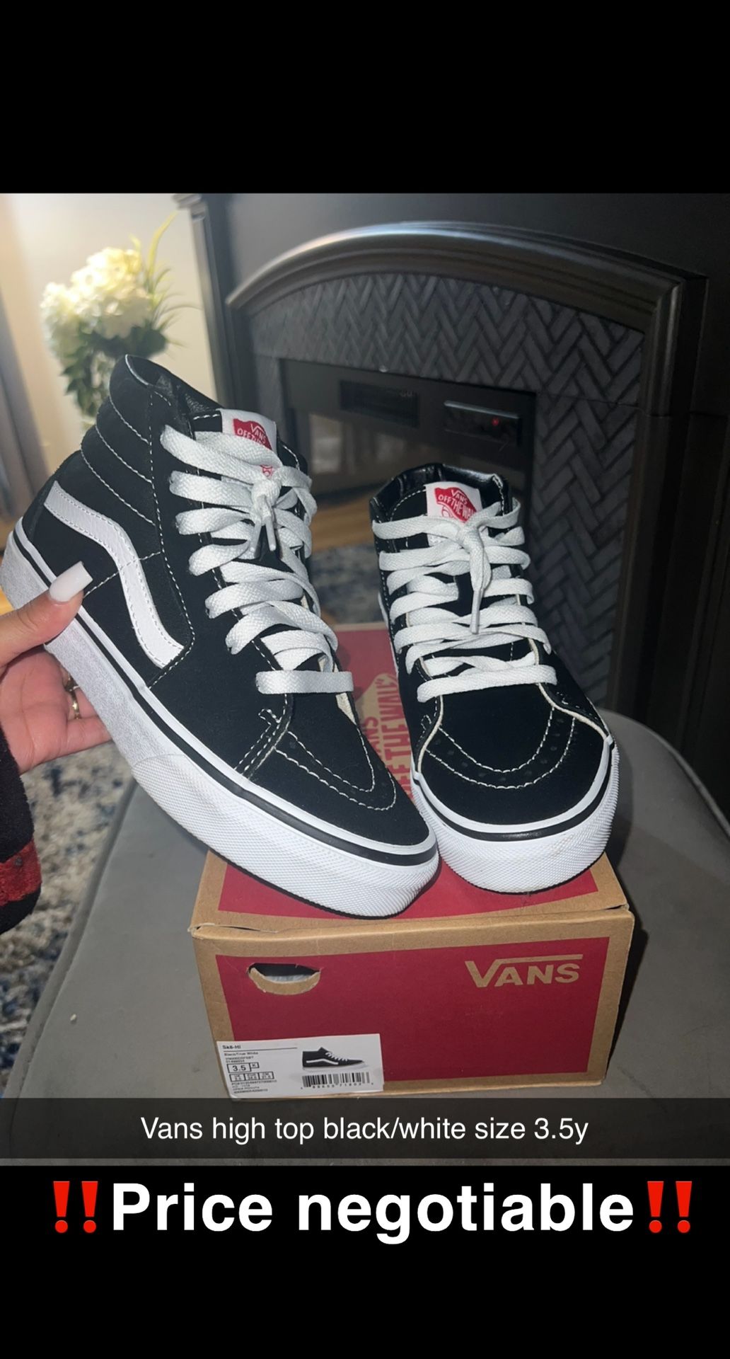 Vans High Top Black/white Size 3.5y