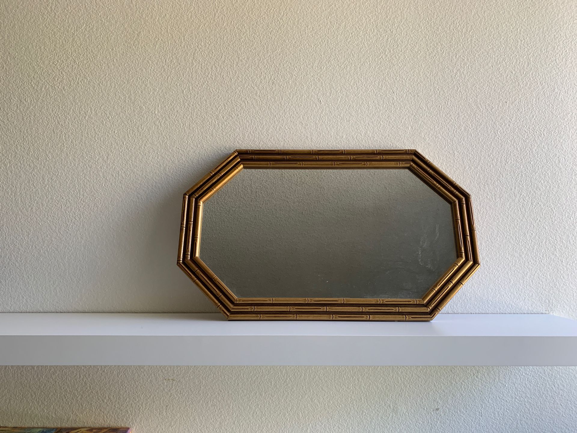 Wooden bamboo octagon mirror