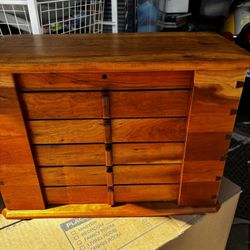 Handmade Inlay,  Beautiful Wood Jewelry Box Signed