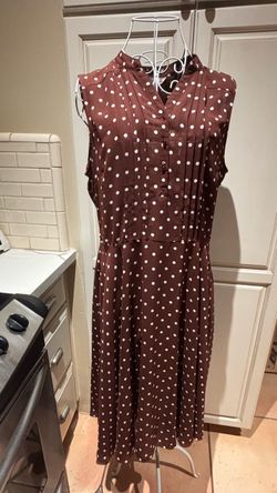 Nanette Lepore brown polka dot dress size 12 removeable brown slip