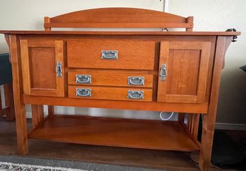 Mission Style Craftsman Sideboard / Buffet Cabinet – Solid Wood