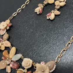 18k Gold Plated Set Necklace With Earrings 