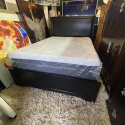 Queen Bed Frame and Mattress
