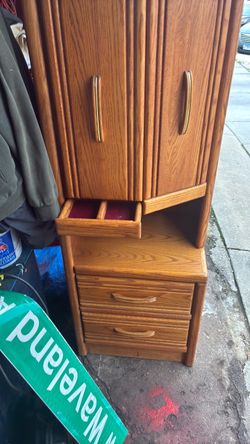 Oak Wood Cabinet with Drawers