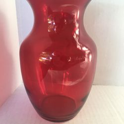 Red 8in Glass Vase 