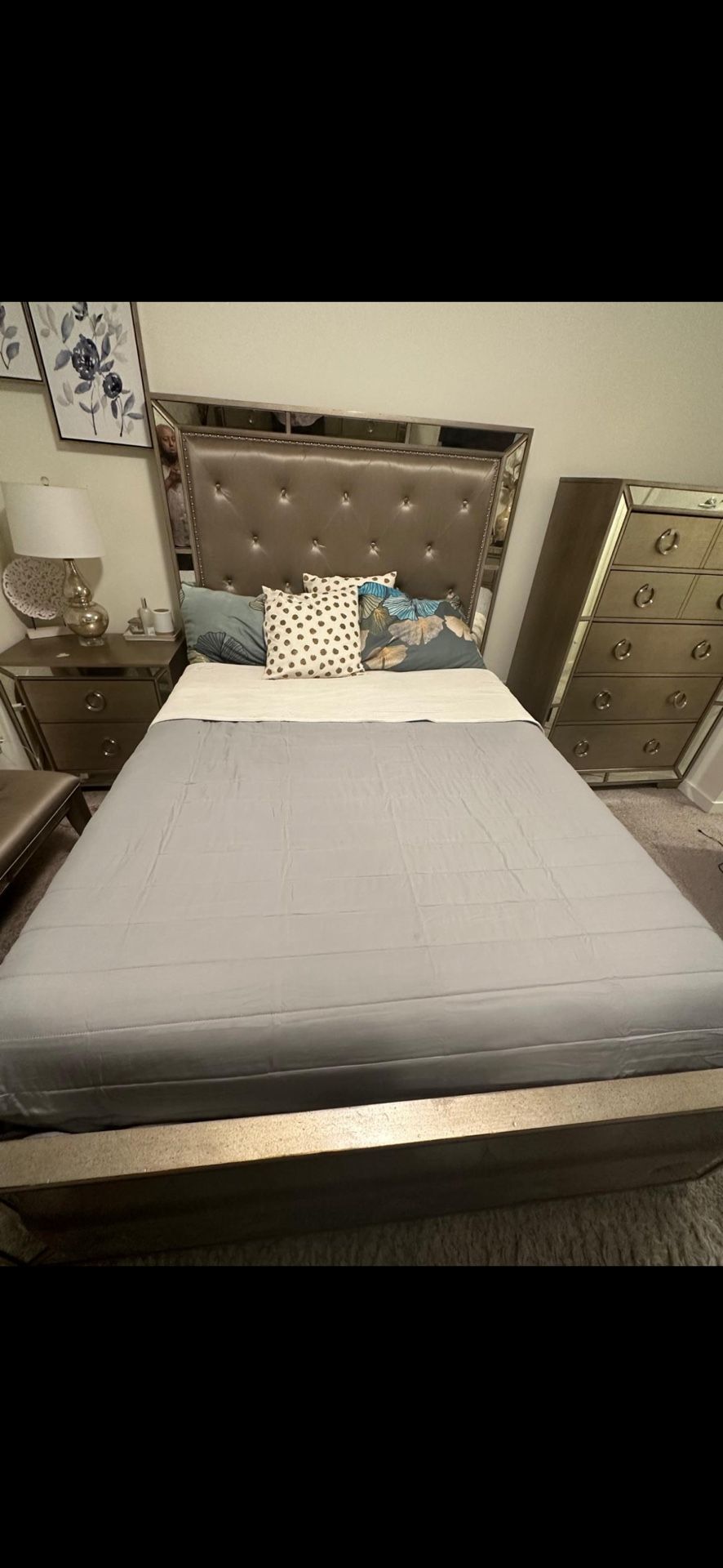 Bed Frame Grey Ashleys 7 Pieces