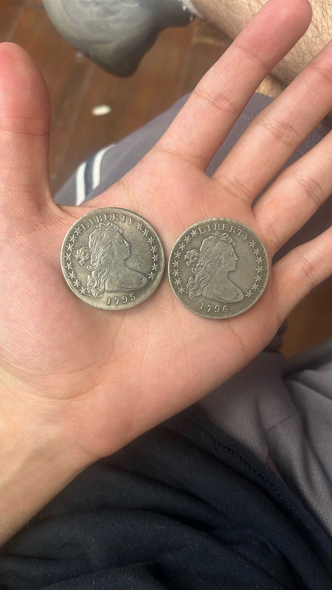 Two USA Draped Bust Dollar Small Eagle 1796 And 1795