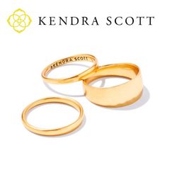 Kendra Scott Yellow Rose Terra Ring Set of 3 in Vintage Gold size 7 