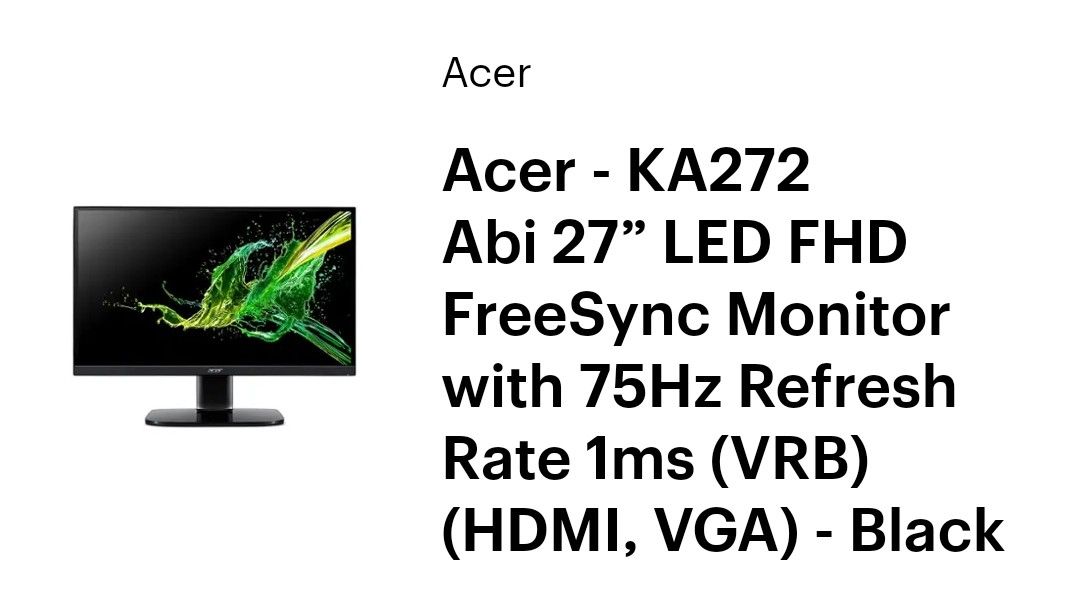 Acer 27" Flatscreen FHD LED Monitor