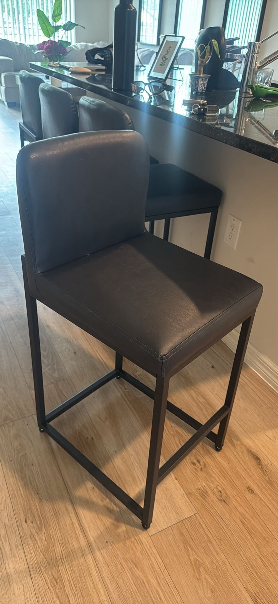 Black Leather Bar Stools