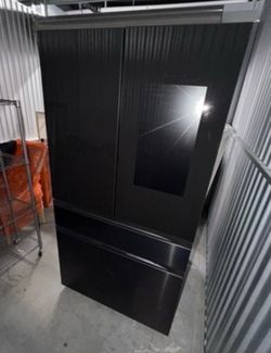 Samsung TV Black French Door Refrigerator with Glass Panel