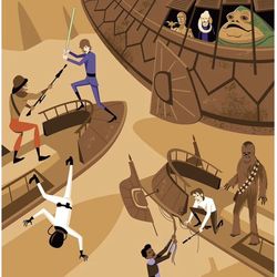 SHAG Tiki Serigraph Print Star Wars Return of the Jedi SIGNED Framed HUGE 52x31