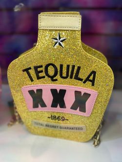 NEW! Glitter Tequila "Total Regret" Crossbody Bag — Pink or Gold