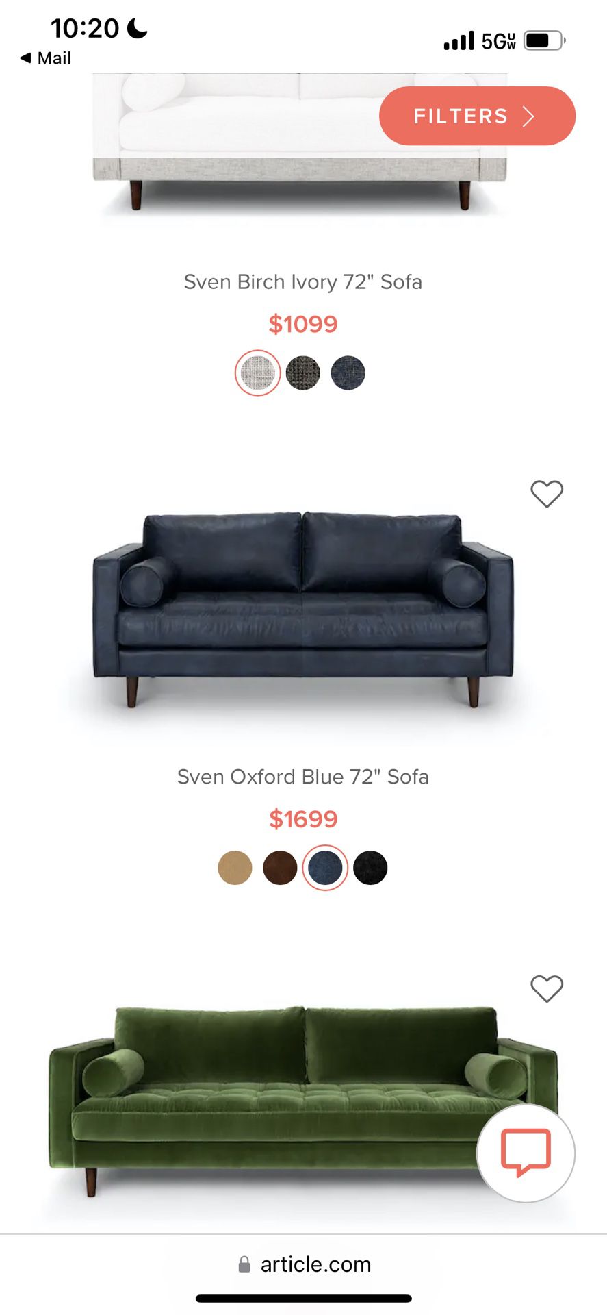 Blue 72inches Leather Sofa Couch Article 