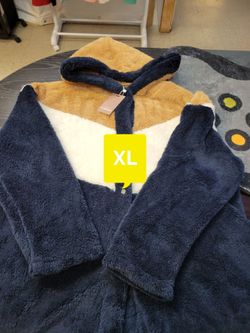 Fleece Hooded Robe XL Navy Blue