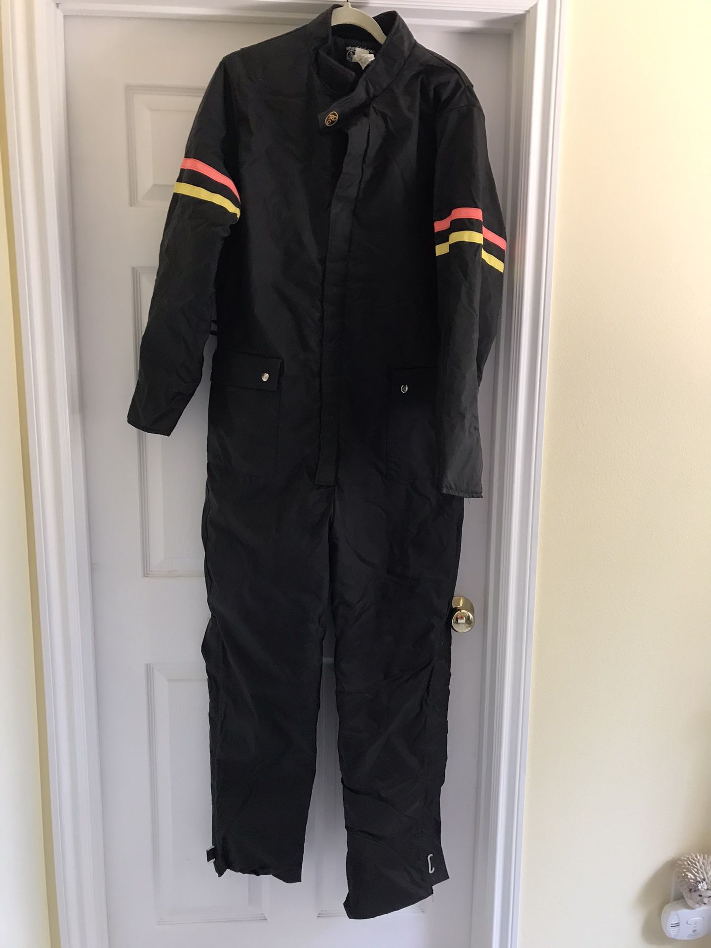 Vintage Wheels of Man FOX POINT Black Motorcycle Suit Coveralls Men’s Large