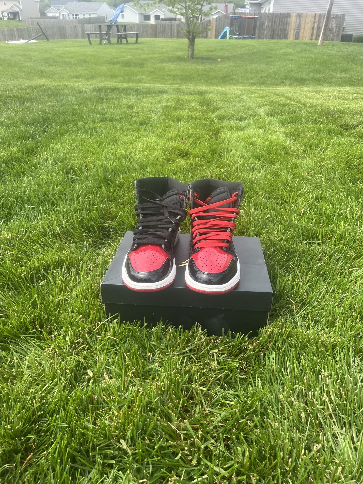 jordan 1 patient breds size 8.5 rep box