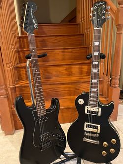 Epiphone Traditional Pro IV Les Paul and Squier FSR Standard Stratocaster