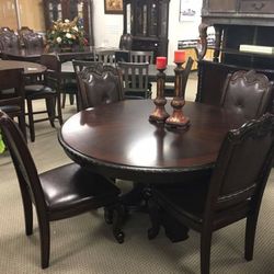 Kiera Brown Formal Round Dining Set ( Dining table and Chairs)