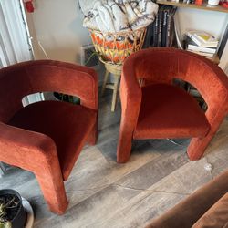 Pair Of Discontinued Crate And Barrel Velvet Sculpt Chairs