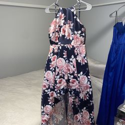 Size 3/4 Floral Prom Homecoming Dress With Pockets 