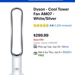 Dyson - Cool Tower Fan AMO7 - White/Silver