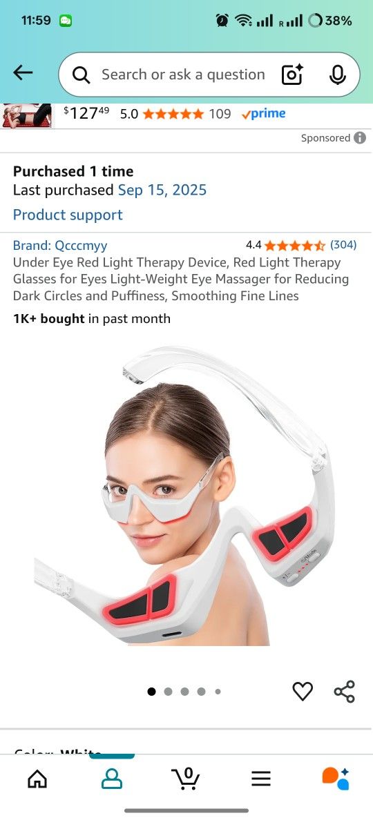 Under Eye Red Light Therapy Device, Red Light Therapy Glasses for Eyes Light-Weight Eye Massager for Reducing Dark Circles and Puffiness