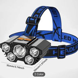 Rechargeable Waterproof LED Headlamp for Fishing and Camping