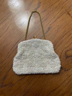 Vintage Beaded Handbag with Gold Toned Hardware - Hand Made in Hong Kong