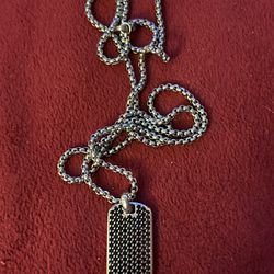 designer 925  black and silver dog-tag necklace 