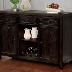 Dark Walnut Finish Sideboard Cabinet