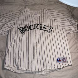 Vintage Russell Colorado Rockies Pinstripe 50/50 Cotton Poly Jersey Men’s XXL