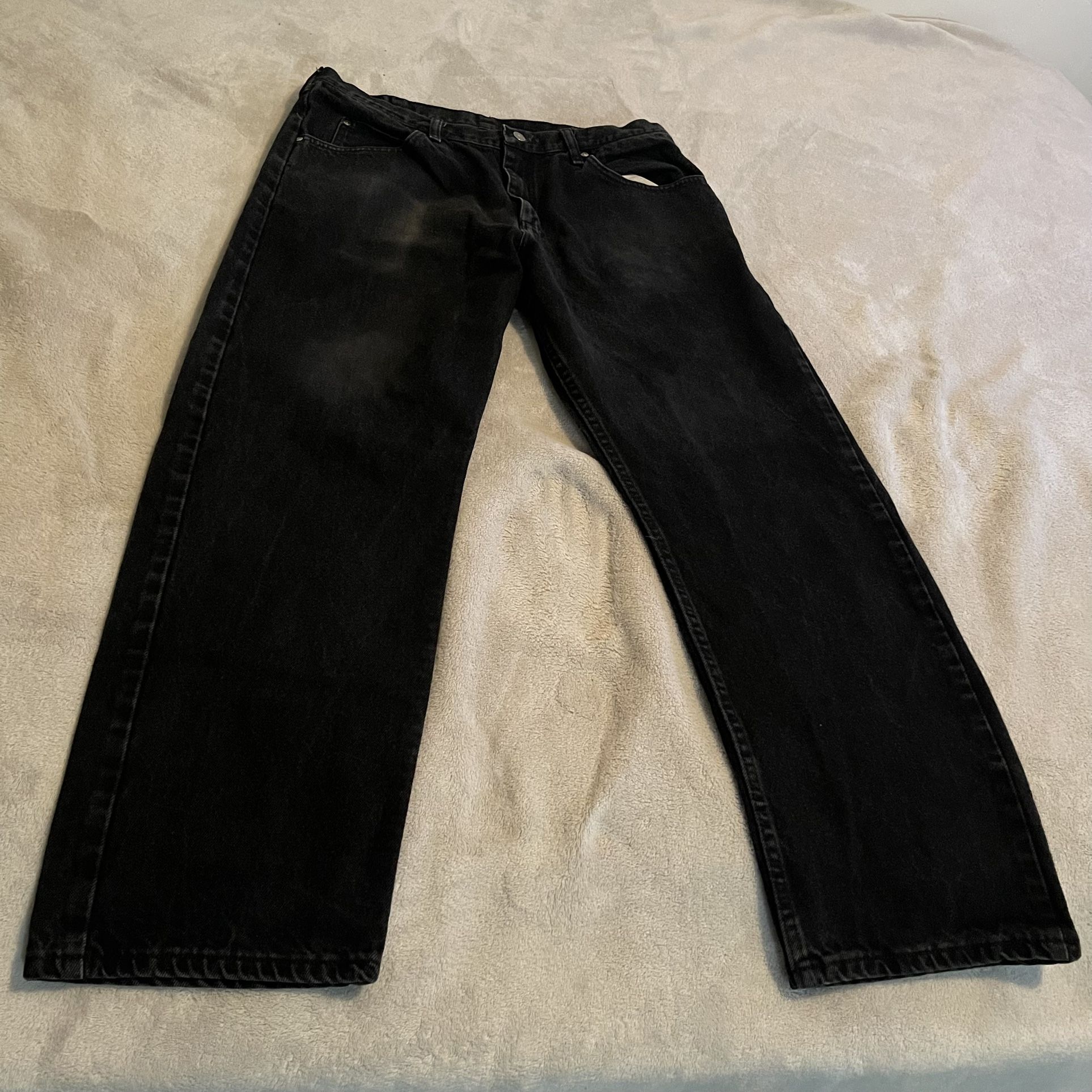Wrangler Jeans Men 36x30 Black Bootcut Mid Rise Denim Cowboy Heavyweight Western
